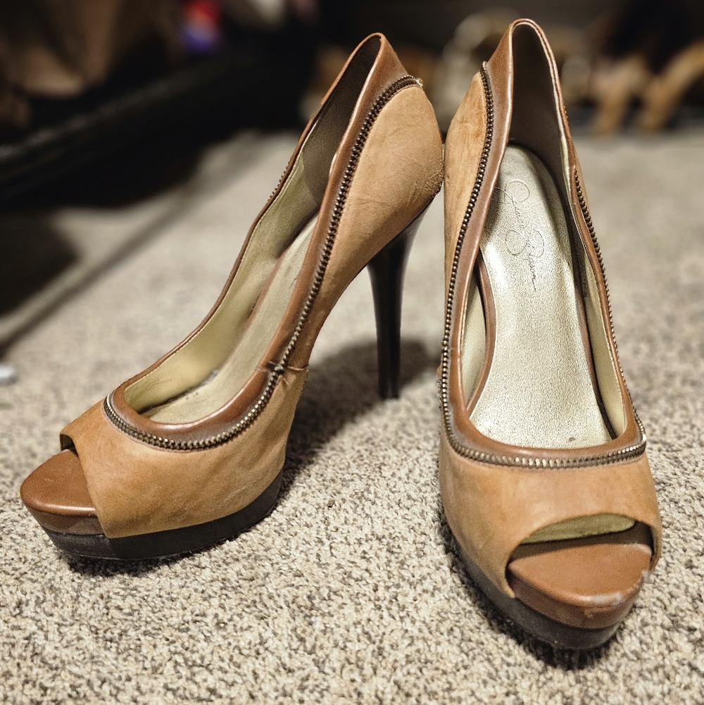 Brown Peep-Toe Jessica Simpson Heels